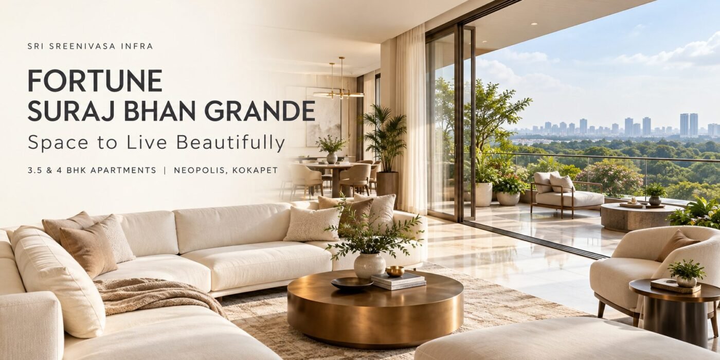 Luxury apartment lifestyle illustration for Fortune Suraj Bhan Grande in Neopolis, Kokapet.